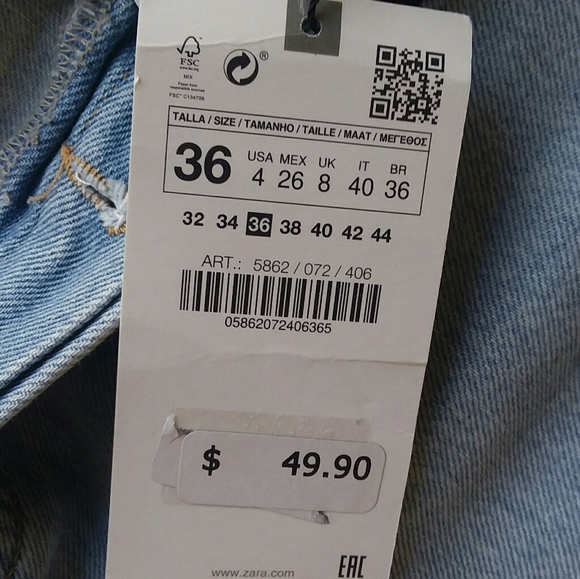 ZARA HIGH RISE STRAIGHT JEANS - NWT - Picture 5 of 7